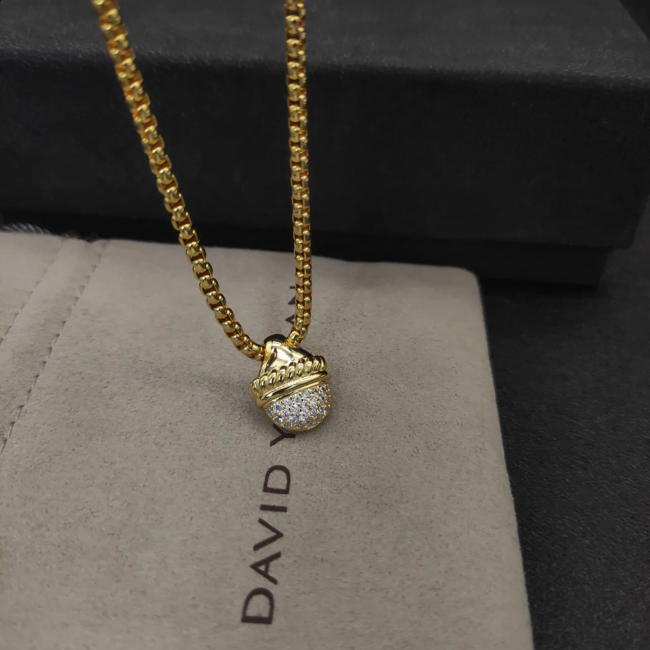 David Yurman Acorn Pendant Necklace 18k Gold Diamond - Image 7
