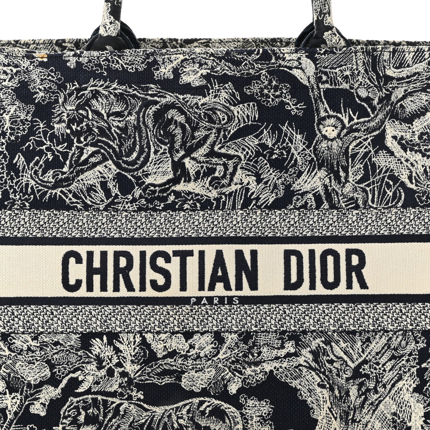 Canvas Embroidered Large Dioriviera Toile De Jouy Reverse Book Tote Blue - Image 6