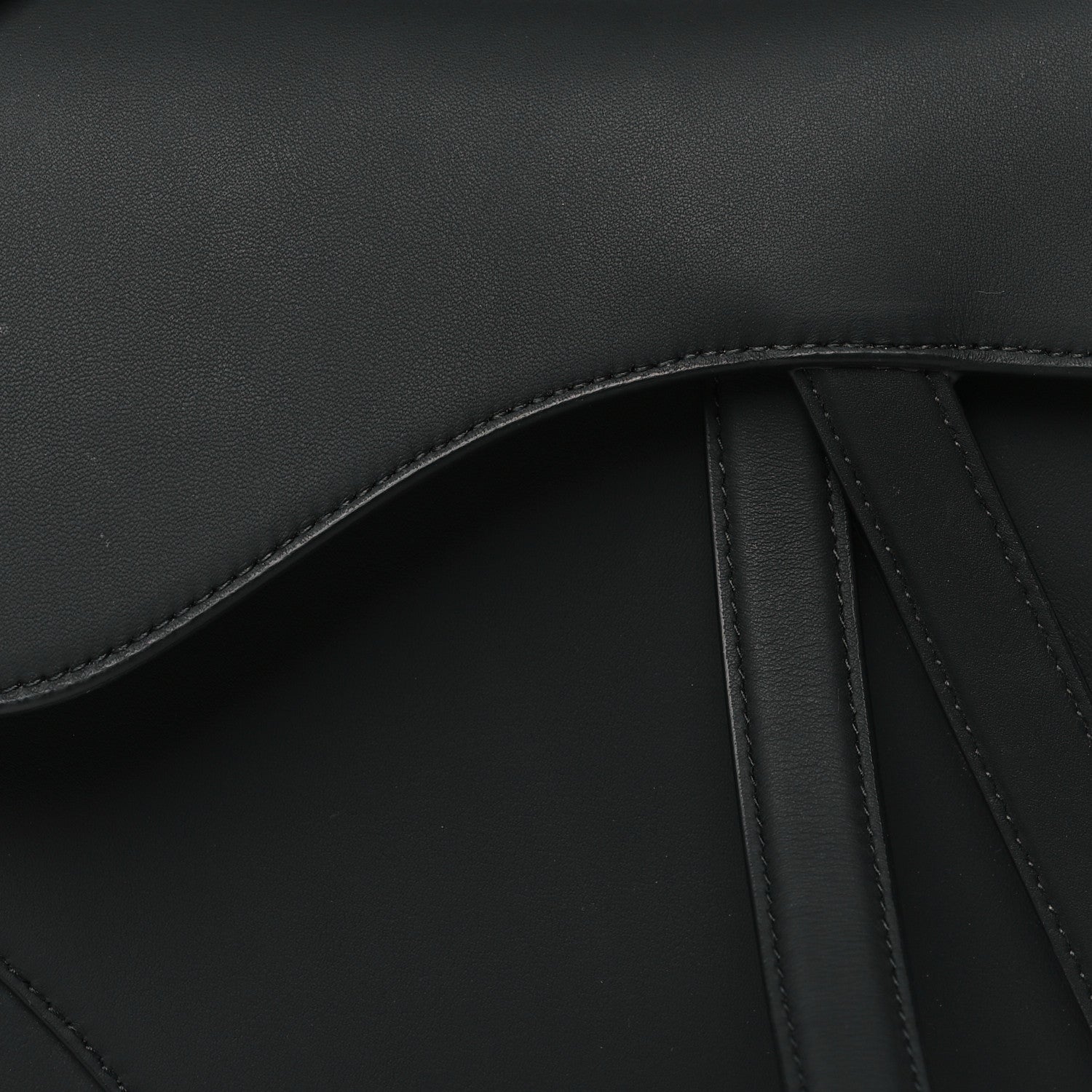 Ultra Matte Calfskin Saddle Bag With Strap Black - Image 7