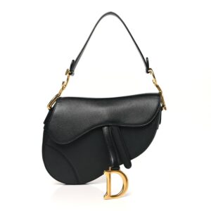 Grained Calfskin Saddle Bag Black