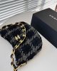CHANEL Cashmere Tweed Quilted Hobo Black Grey - Image 10