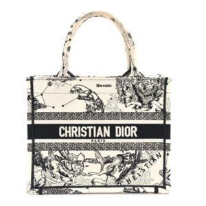 Canvas Embroidered Small Zodiac Toile De Jouy Book Tote Latte