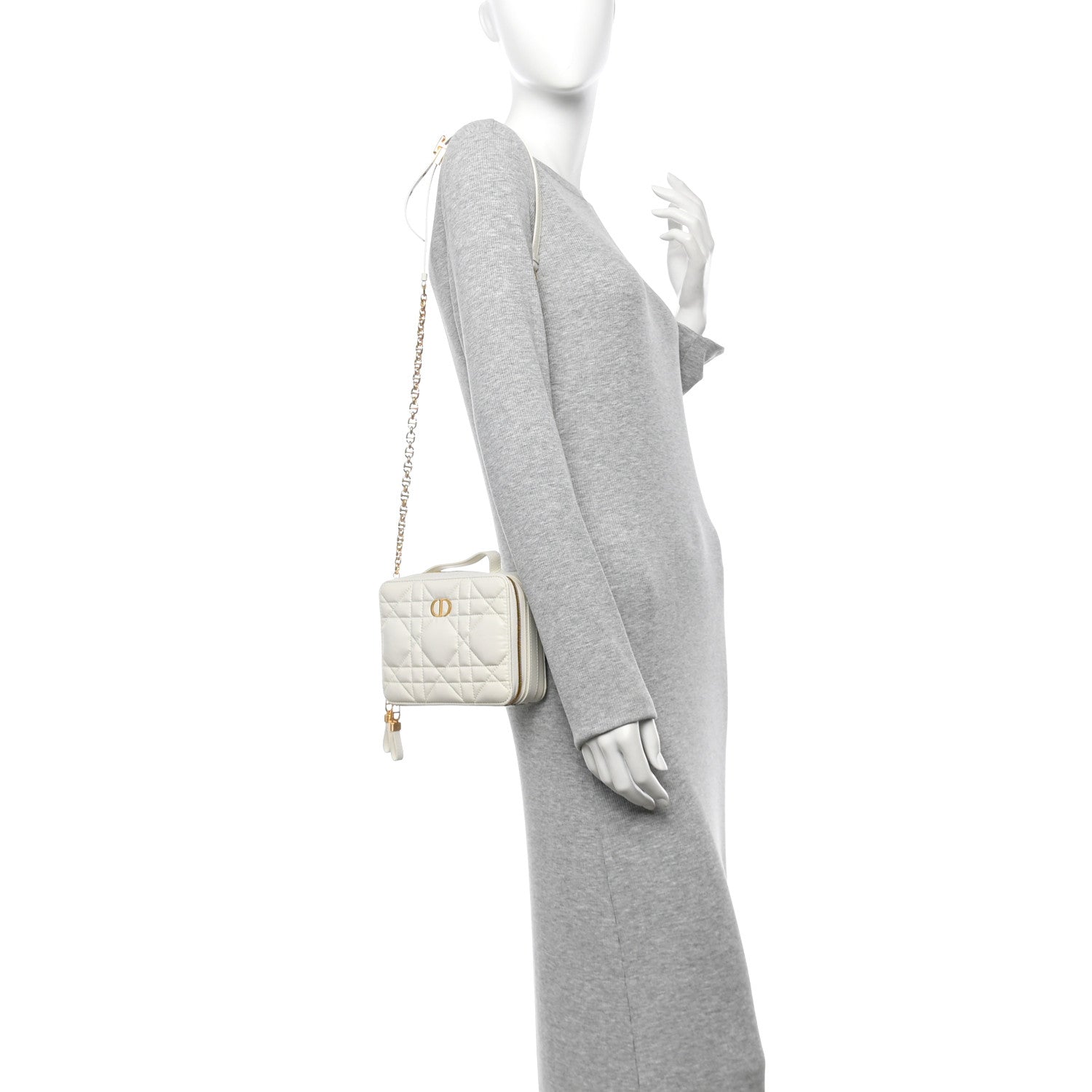 Calfskin Macrocannage Caro Box Bag Latte - Image 2