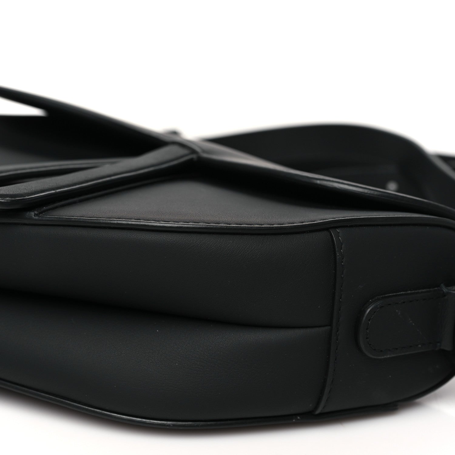 Ultra Matte Calfskin Saddle Bag With Strap Black - Image 9