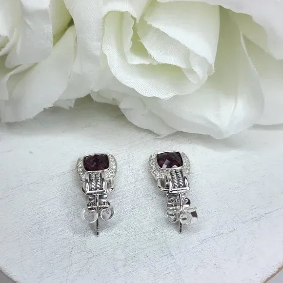 Albion® Drop Earrings Sterling Silver with Red Onyx and Diamonds - Image 3