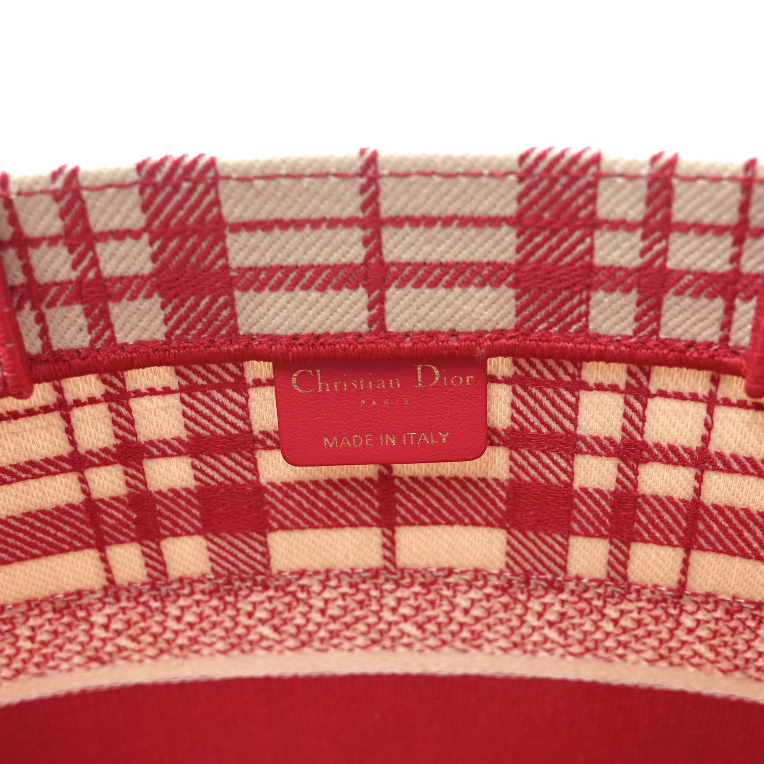 Canvas Embroidered Medium Check'n'Dior Book Tote Red Multicolor - Image 6