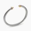 Classic Cable Bracelet Sterling Silver with 14K Yellow Gold Domes, 5mm