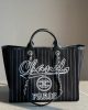 CHANEL Deauville 2wayTote Bag Black A66941 Cotton Leather - Image 4