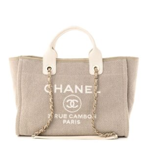 Chanel Mixed Fibers Calfskin Deauville Tote Light Grey