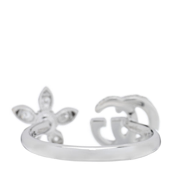 18K White Gold Diamond Flora Open Ring - Image 2