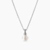 Petite Solari Pendant Necklace 18K White Gold with Pearl and Diamonds, 11.5mm