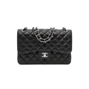 Chanel Large Classic Handbag Grained Calfskin & Silver Metal A58600