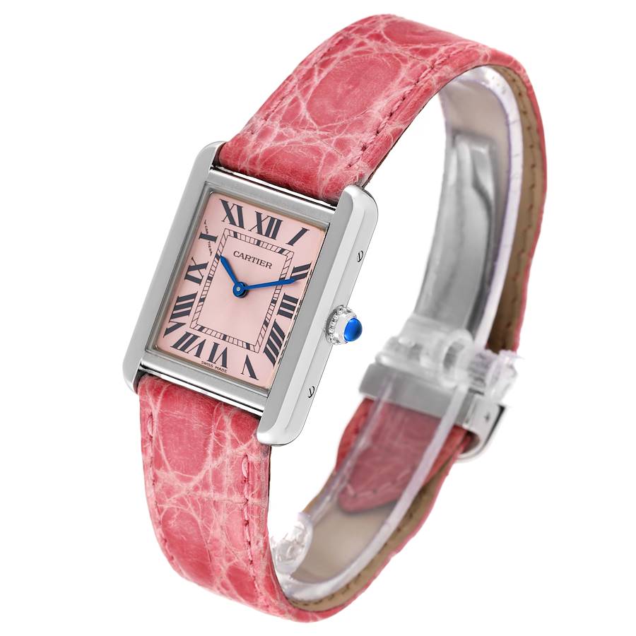 All the photos are of the actual watch for sale Cartier Tank Solo Pink Dial Pink Strap Steel Ladies Watch W5200000 - Image 2