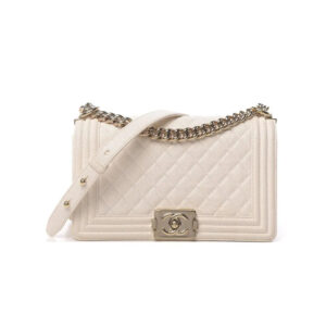 CHANEL CAVIAR QUILTED MEDIUM BOY FLAP IVORY