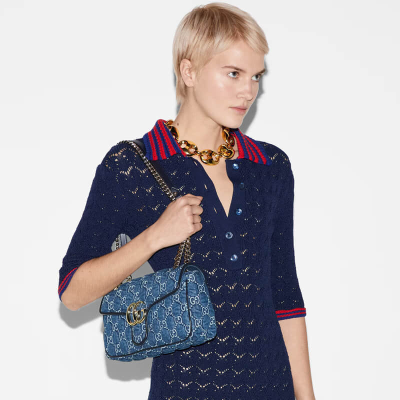 Gucci marmont 26 cm blue denim - Image 3