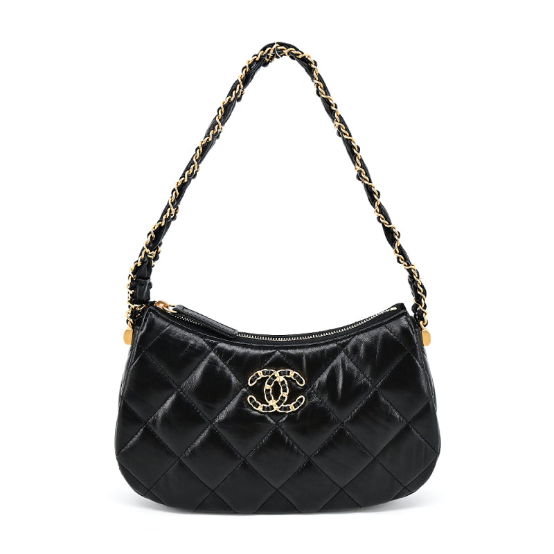 Chanel Aged Calfskin Quilted Small 19 Hobo Black