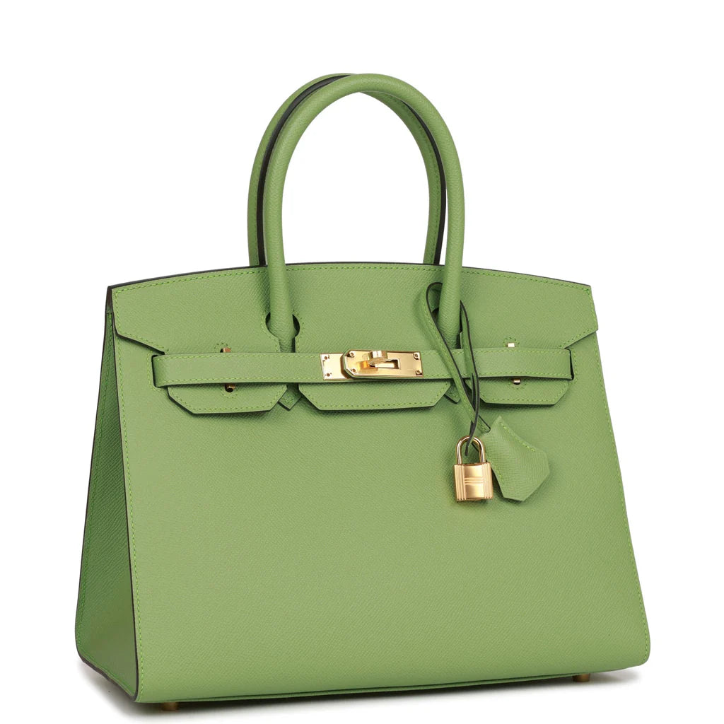 Birkin 35 Vert Criquet Epsom with Palladium Hardware - Image 2