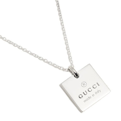 Sterling Silver Trademark Logo Square Pendant Necklace - Image 2