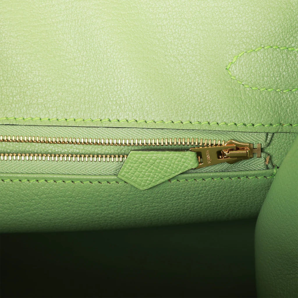Birkin 35 Vert Criquet Epsom with Palladium Hardware - Image 9