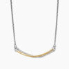 Crossover Bar Necklace Sterling Silver with 18K Yellow Gold