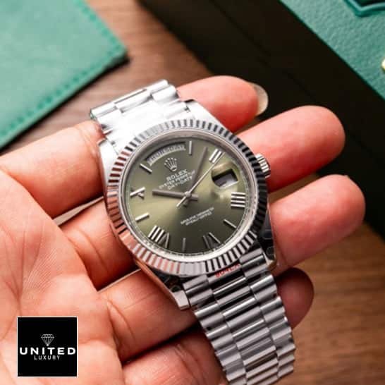 Rolex Day-Date 228239-0033 "Green Dial" Ultra Fine Replica Rolex Olive Green Replica4 Rolex Day-Date 228239-0033 Stainless Steel Green Dial Oyster Replica