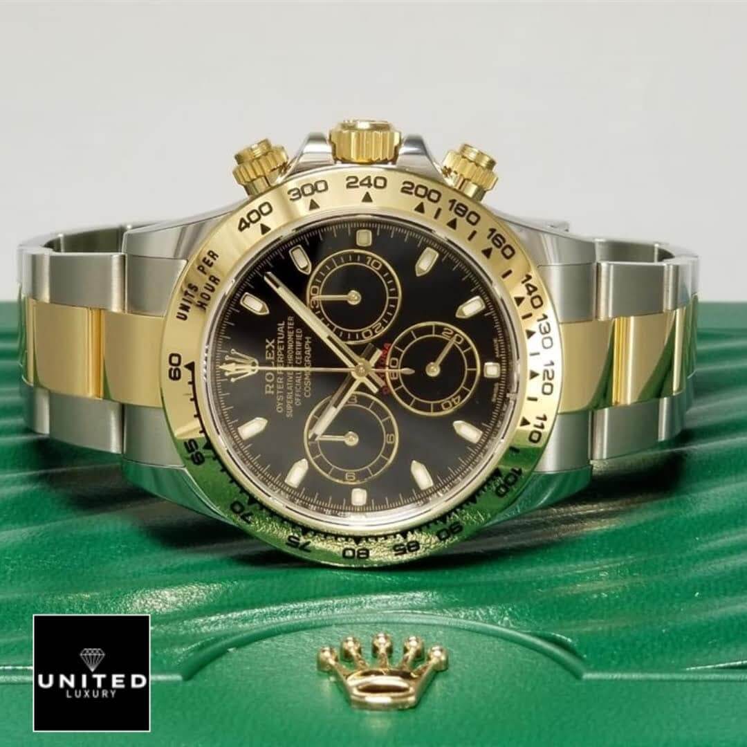Rolex Daytona 116523 "Black Rolesor" Signature Replica 1:1 Yeni Proje 3 33 Rolex Daytona Gold & Steel Black 116503 Replica on the Green Rolex Box
