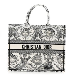 Canvas Embroidered Large Toile De Jouy Soleil Book Tote Black White