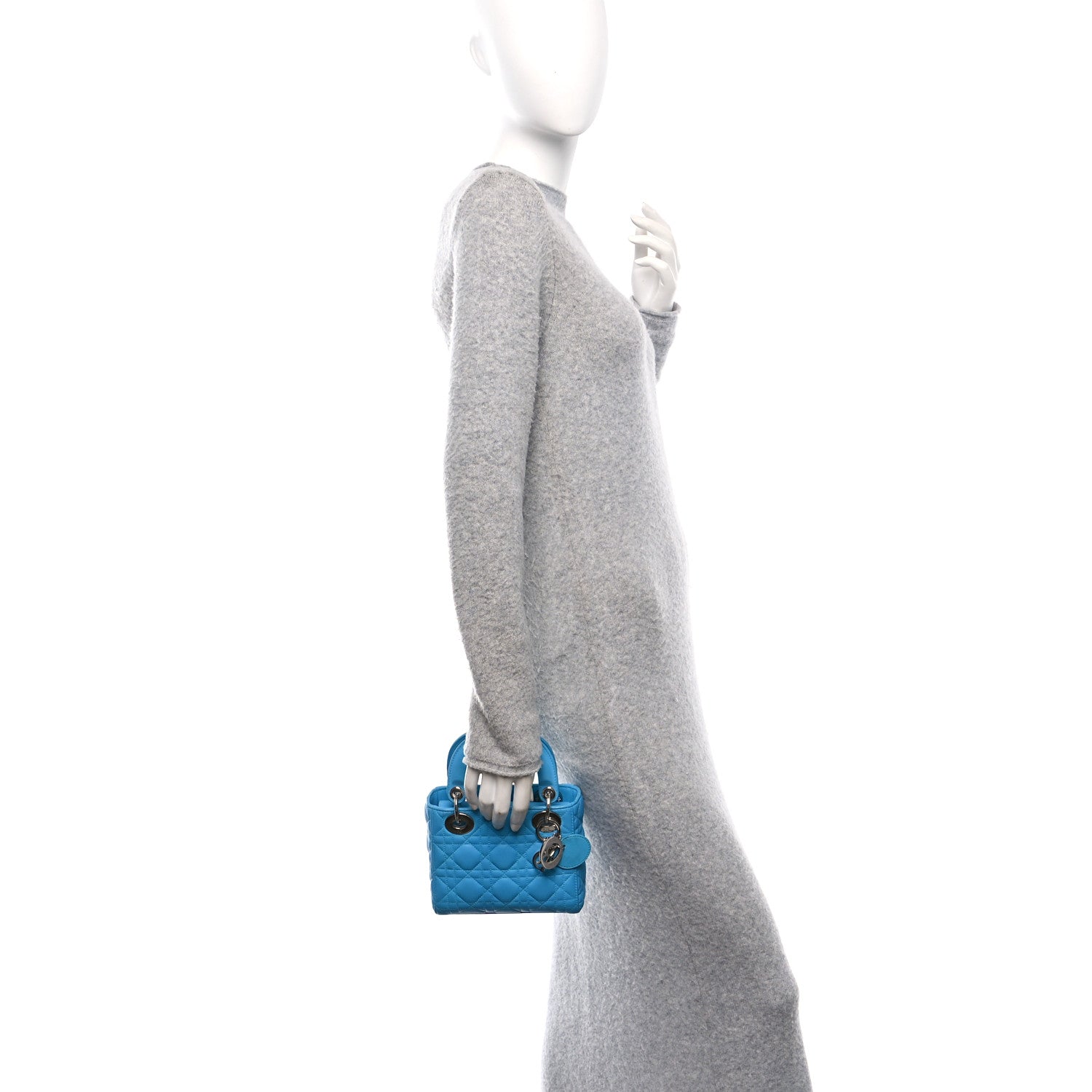 Lambskin Cannage Mini Lady Dior Blue - Image 3