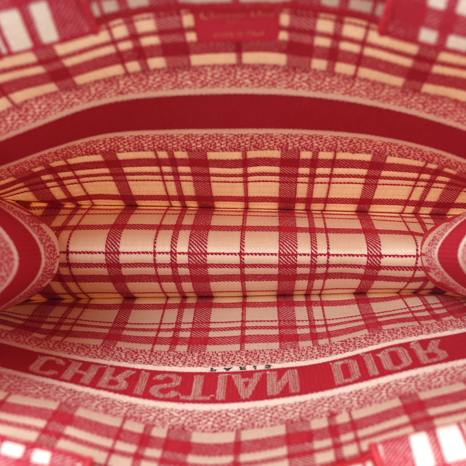 Canvas Embroidered Medium Check'n'Dior Book Tote Red Multicolor - Image 5