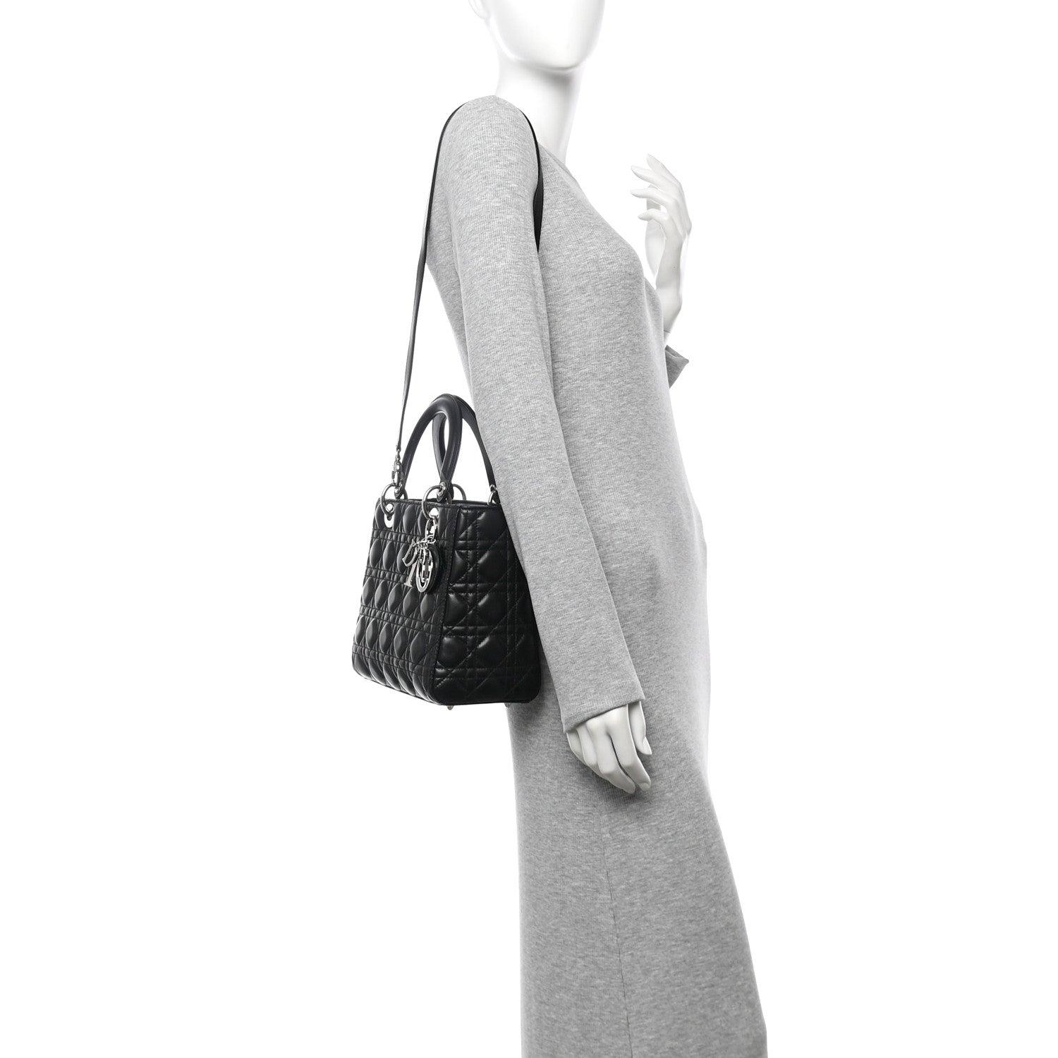 Lambskin Cannage Medium Lady Dior Black - Image 2