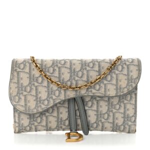 Oblique Saddle Chain Long Wallet Grey