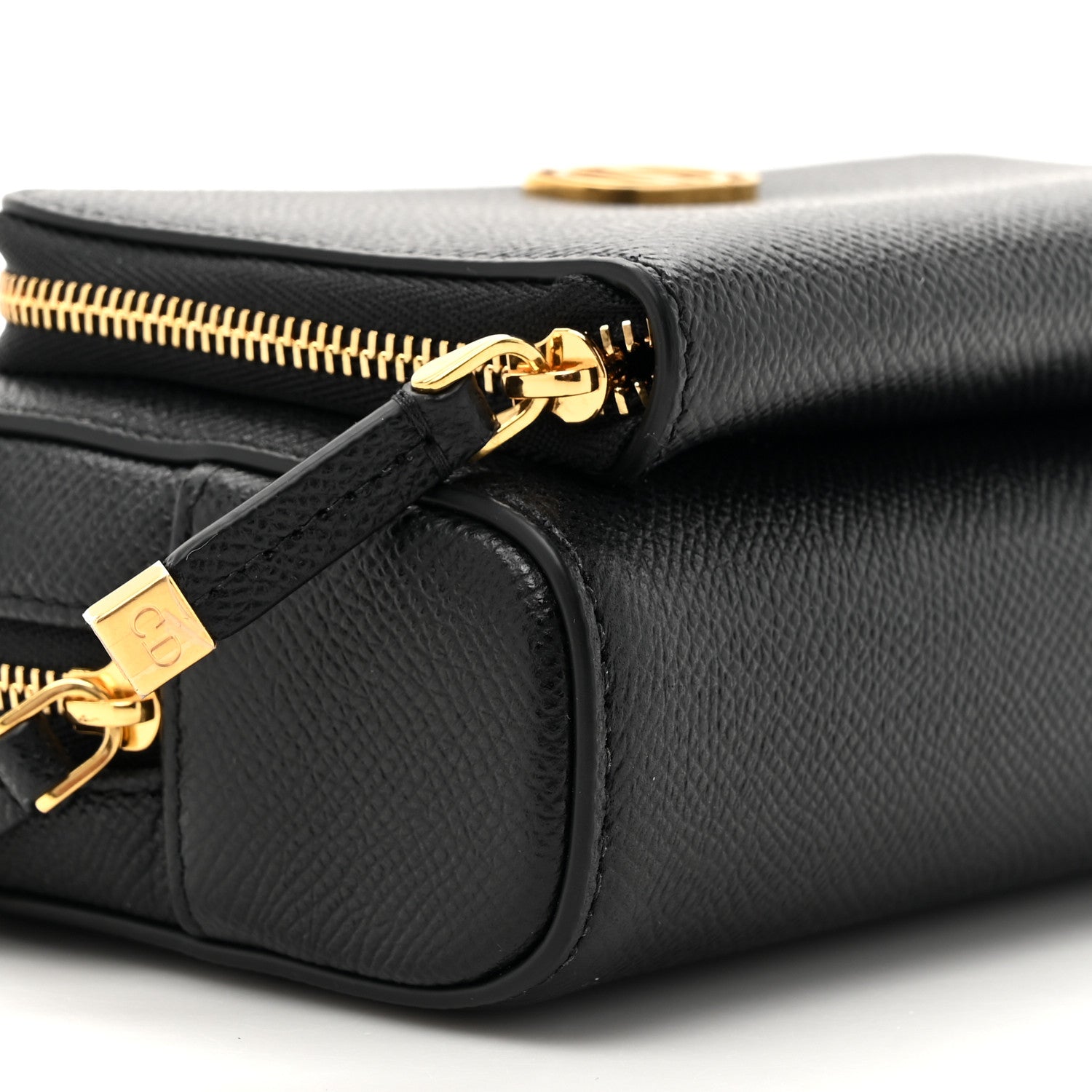 Grained Calfskin Caro Double Pouch Black - Image 10