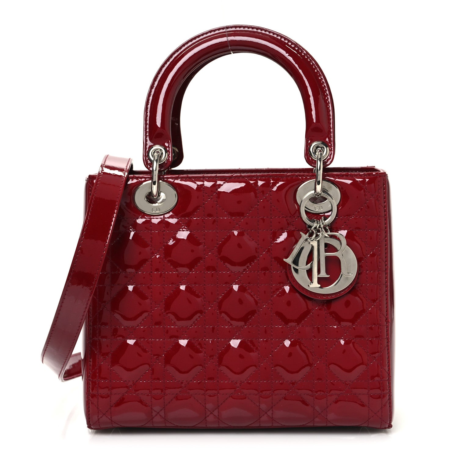 Patent Cannage Medium Lady Dior Red