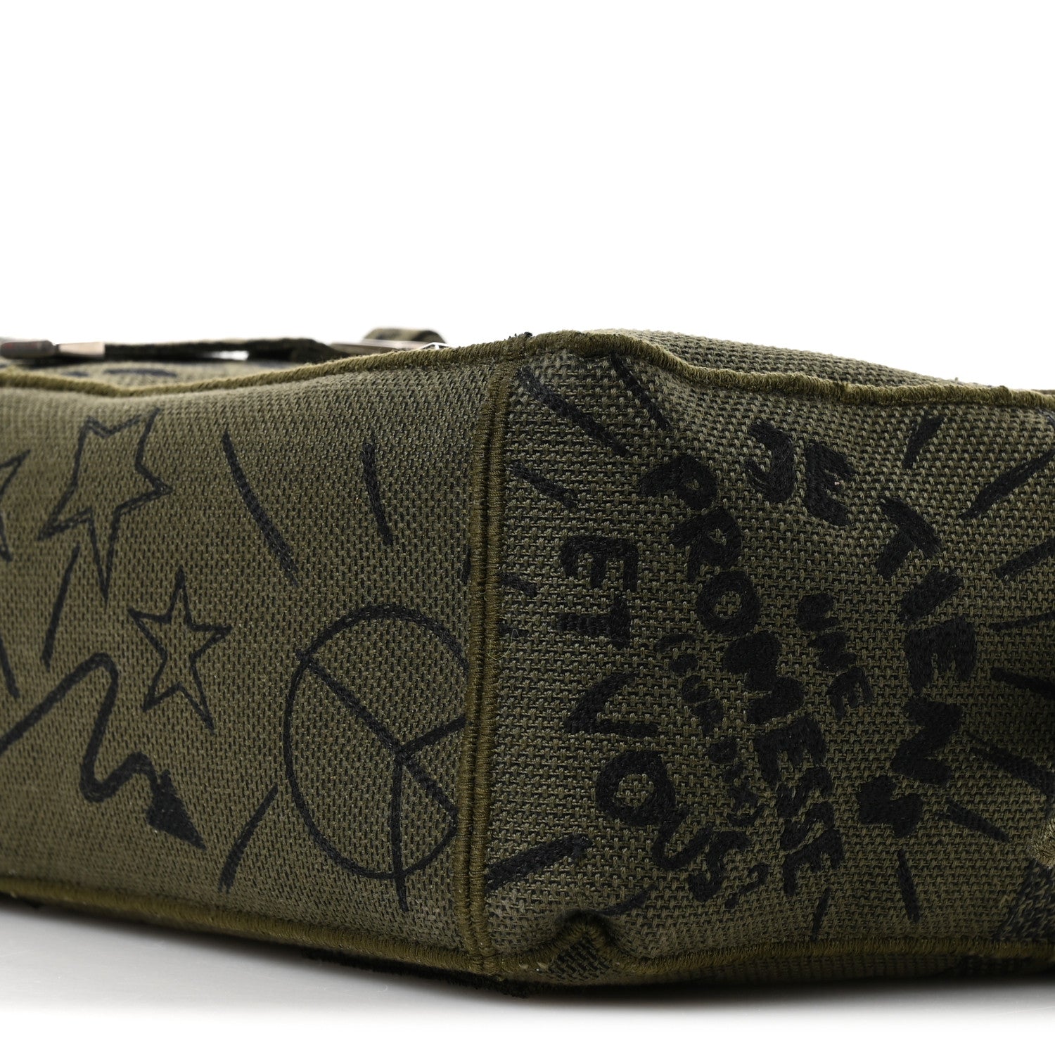 Canvas Embroidered Graffiti Diorcamp Messenger Green Black - Image 6