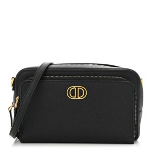 Grained Calfskin Caro Double Pouch Black