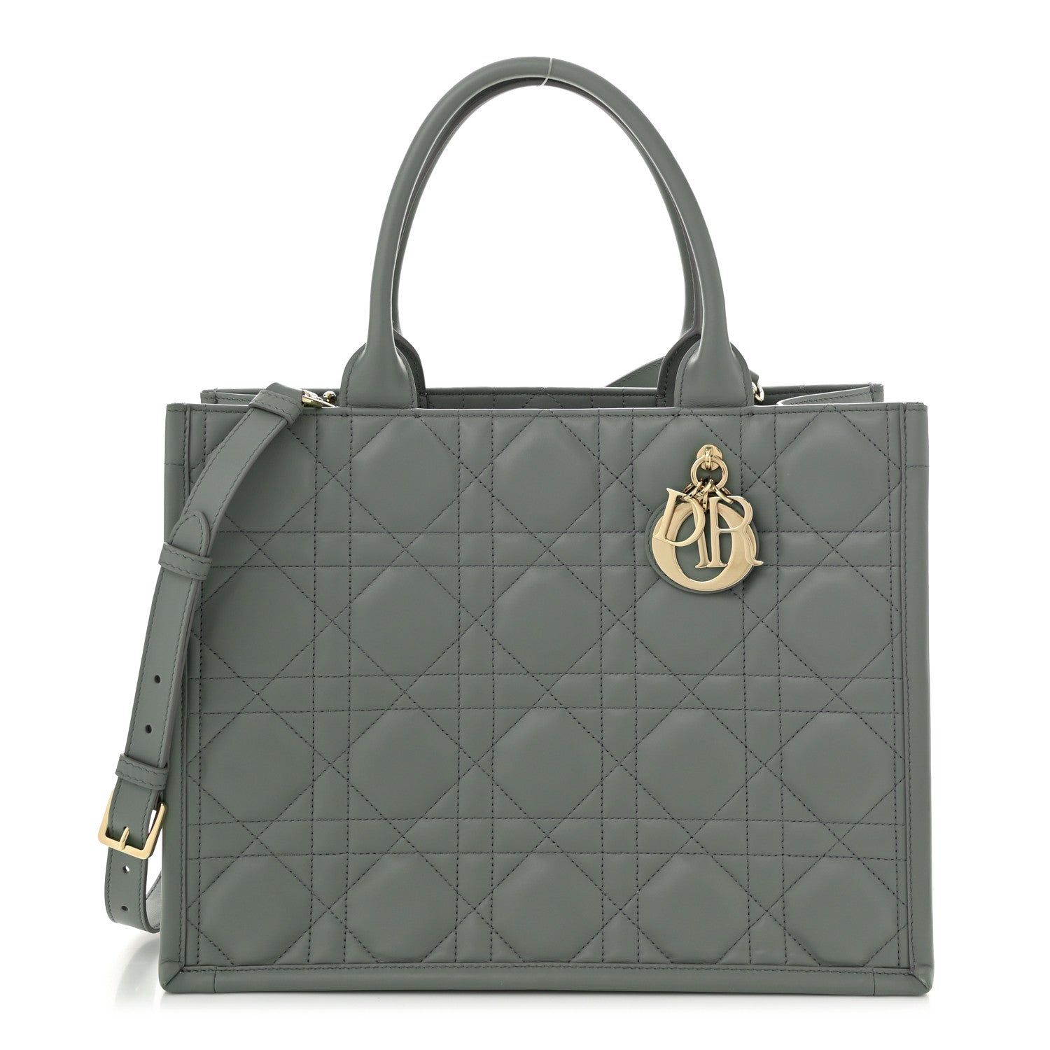 Calfskin Macrocannage Medium Book Tote Grey