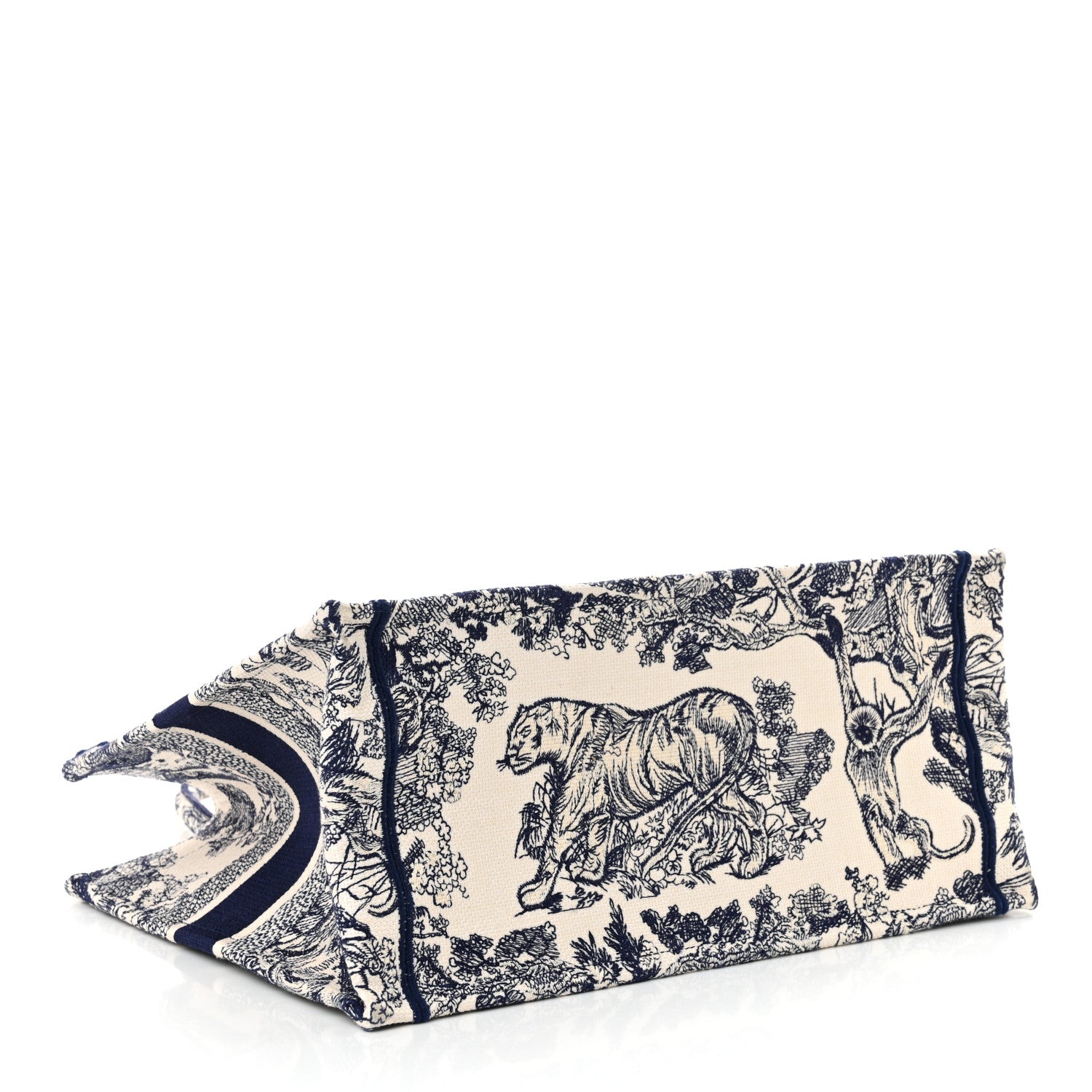 Canvas Embroidered Medium Dioriviera Toile De Jouy Reverse Book Tote Blue - Image 3