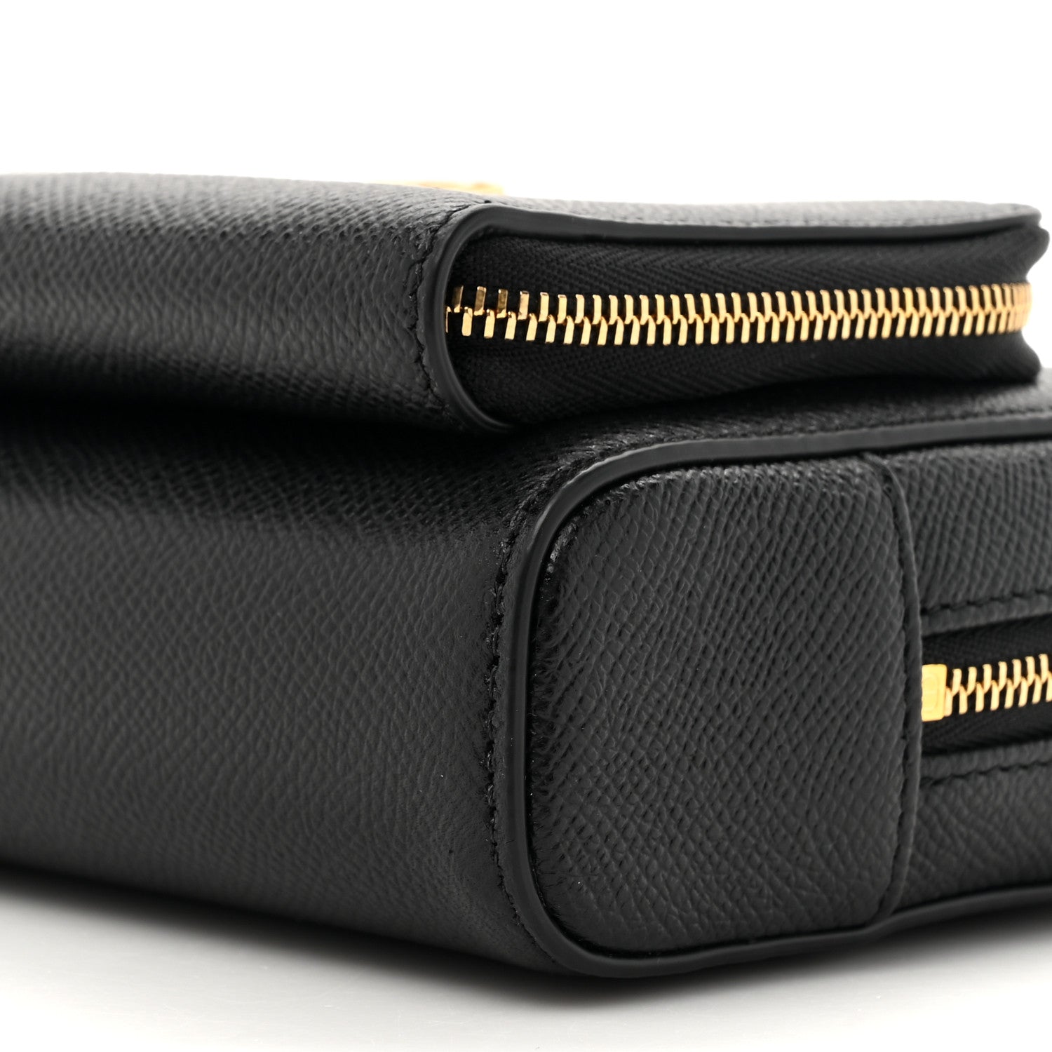 Grained Calfskin Caro Double Pouch Black - Image 9