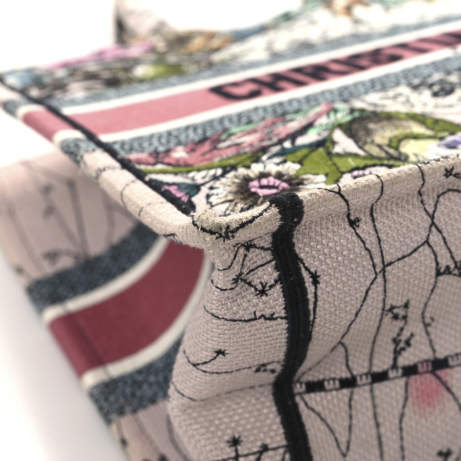 Canvas Embroidered Medium Zodiac Book Tote Latte Multicolor - Image 9