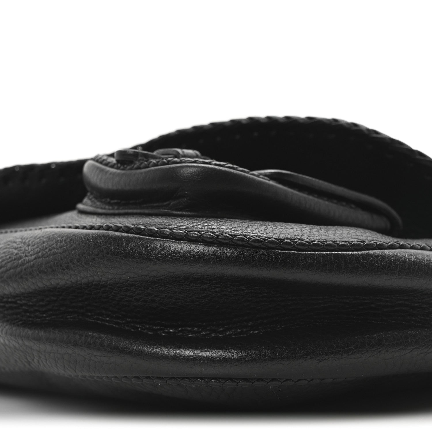Pebbled Calfkskin Braided Medium Gaucho Double Saddle Bag Black - Image 10