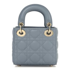 Lambskin Cannage Micro Lady Dior Cloud Gray