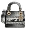 Canvas Houndstooth Embroidered Mini Lady D-Lite Black White