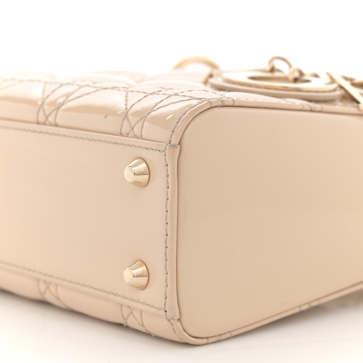 Patent Cannage Mini Lady Dior Beige - Image 9