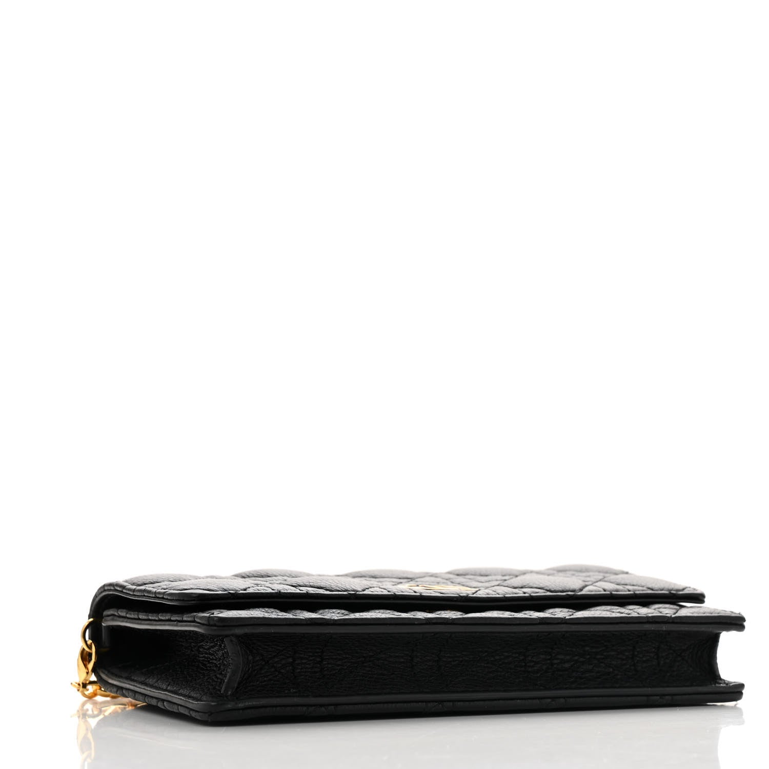 Supple Calfskin Caro Pouch with Chain Black - Image 4
