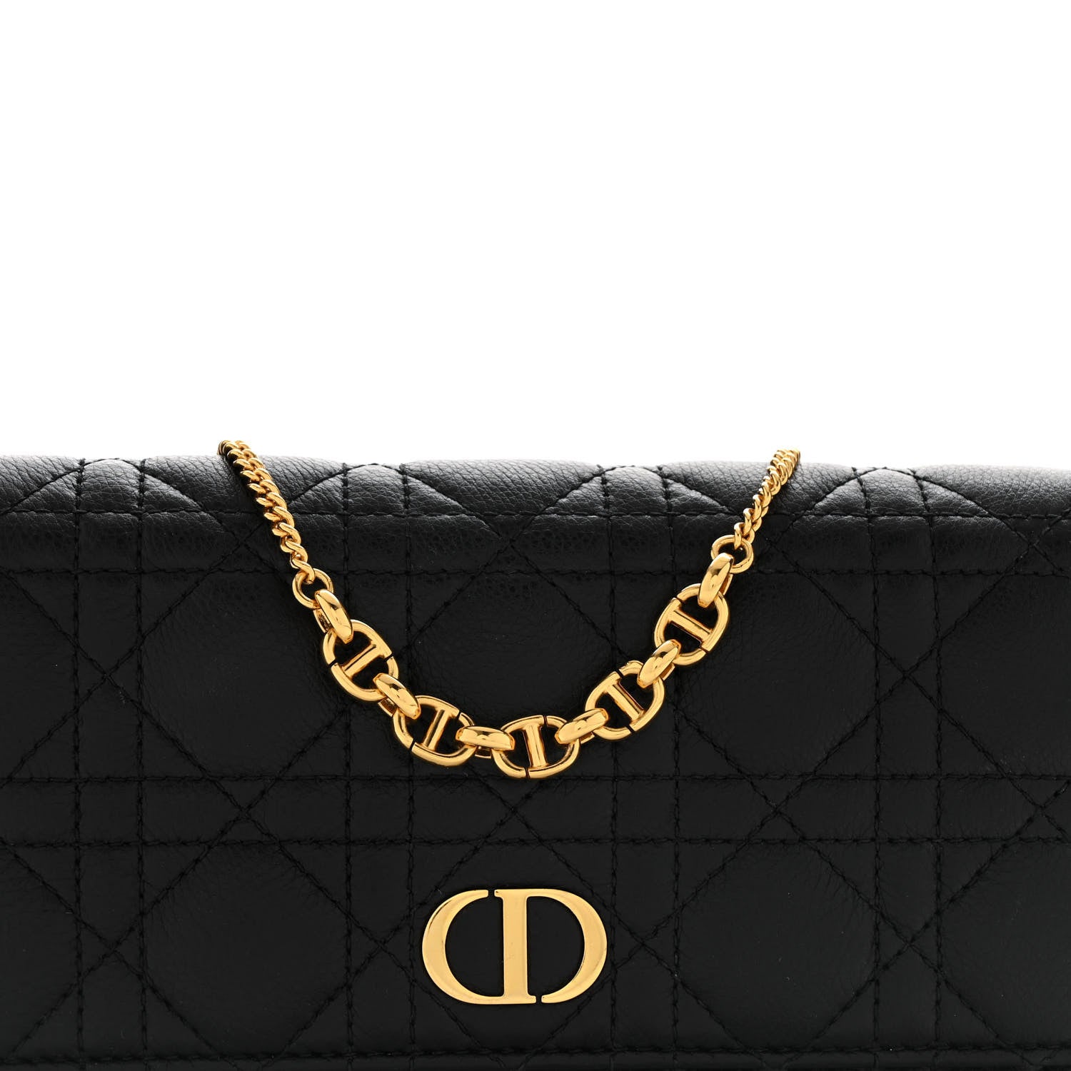 Supple Calfskin Caro Pouch with Chain Black - Image 8