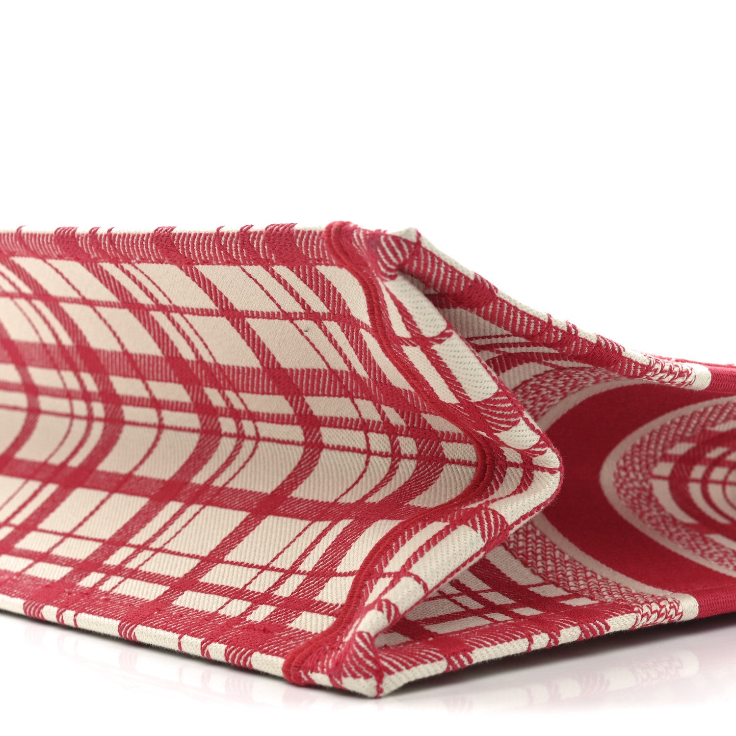 Canvas Embroidered Medium Check'n'Dior Book Tote Red Multicolor - Image 10