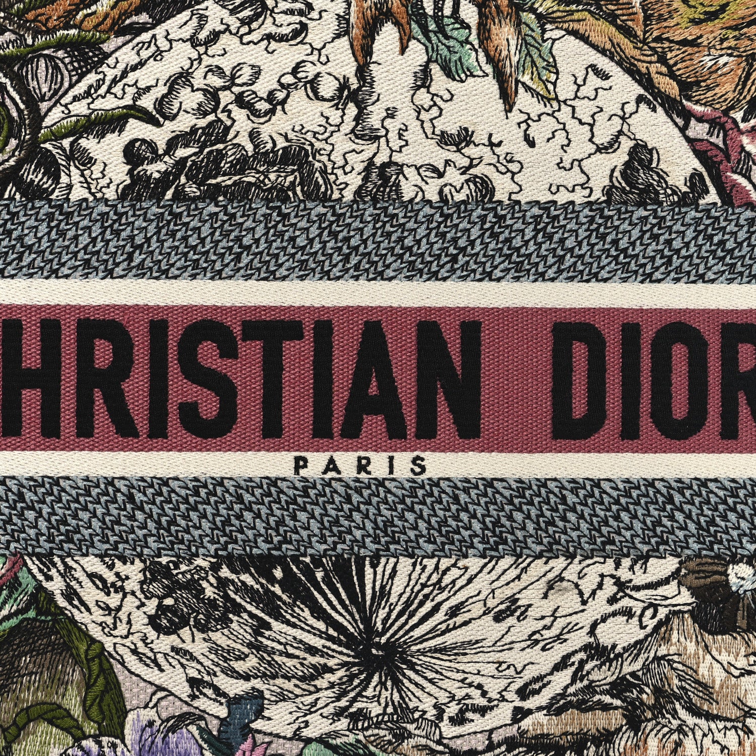 Canvas Embroidered Medium Zodiac Book Tote Latte Multicolor - Image 8