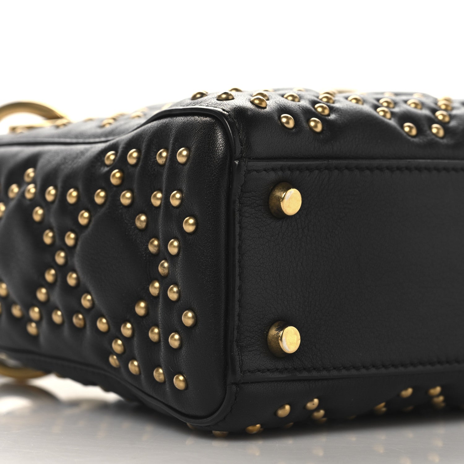Lambskin Studded Mini Supple Lady Dior Black - Image 8