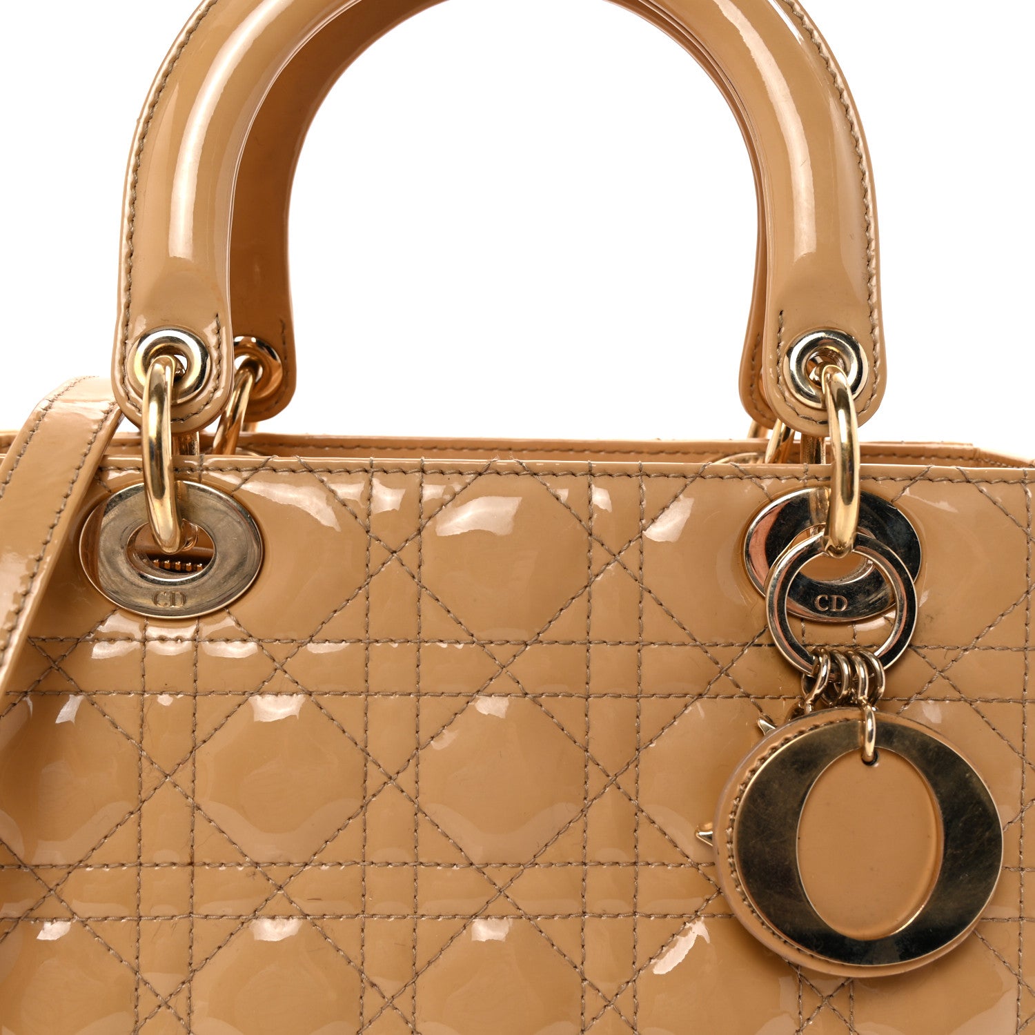 Patent Cannage Medium Lady Dior Beige - Image 6