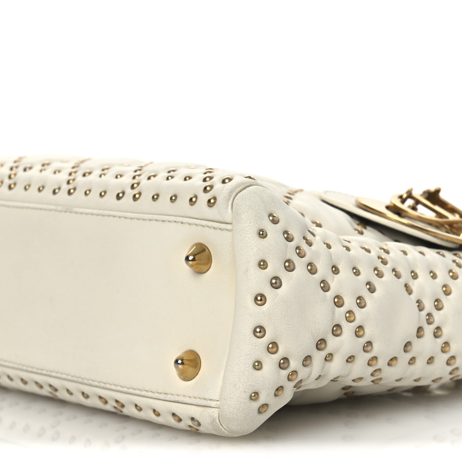 Calfskin Cannage Studded Small Supple Lady Dior White - Image 8